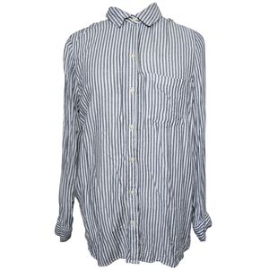 Old Navy The Classic Shirt Blue White Stripe Women's Large Soft Preppy Soft